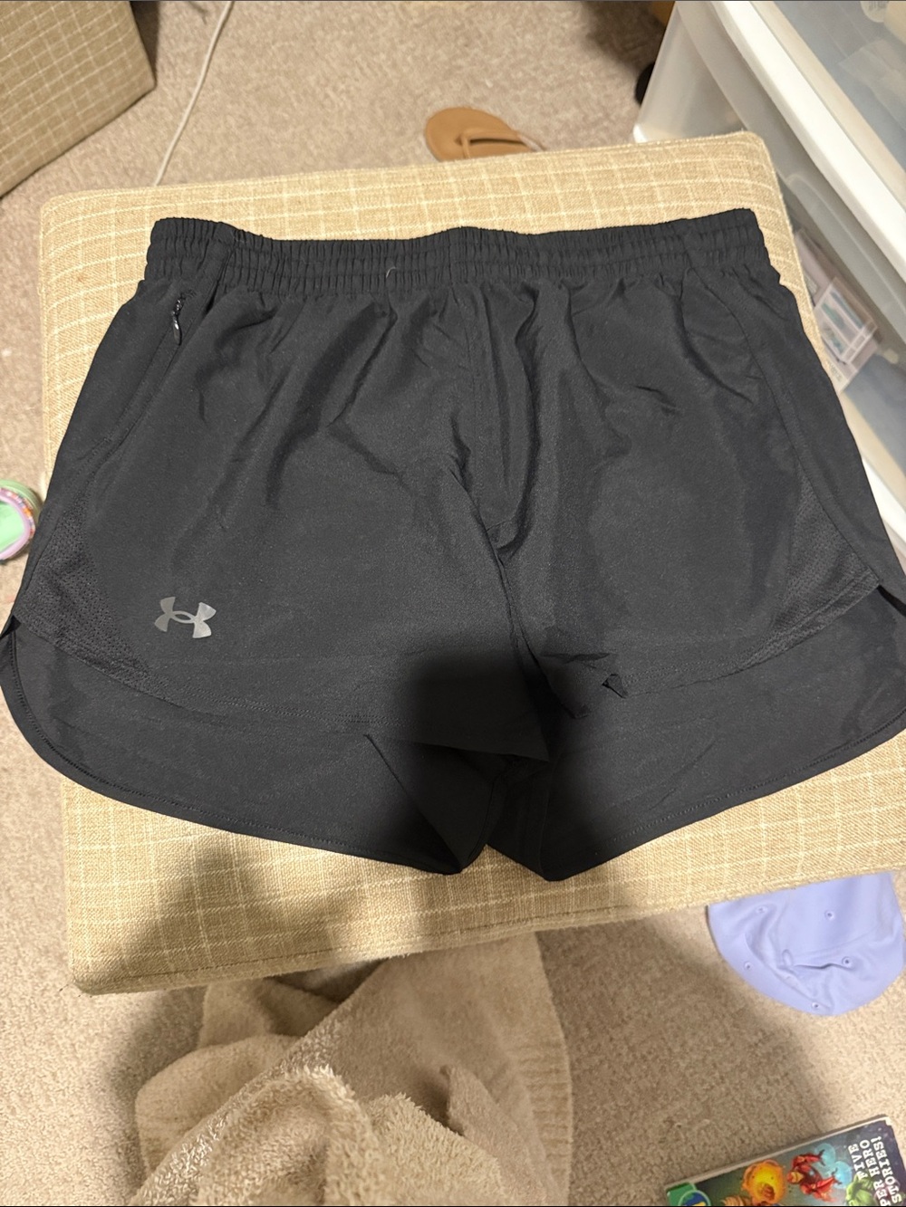 Under Armour Women's Black Athletic Running Shorts with Reflective Logo